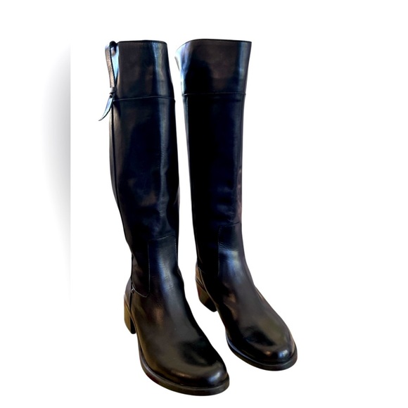 Black Over the Knee Boots with Glossy Leather Finish - Picture 1 of 4